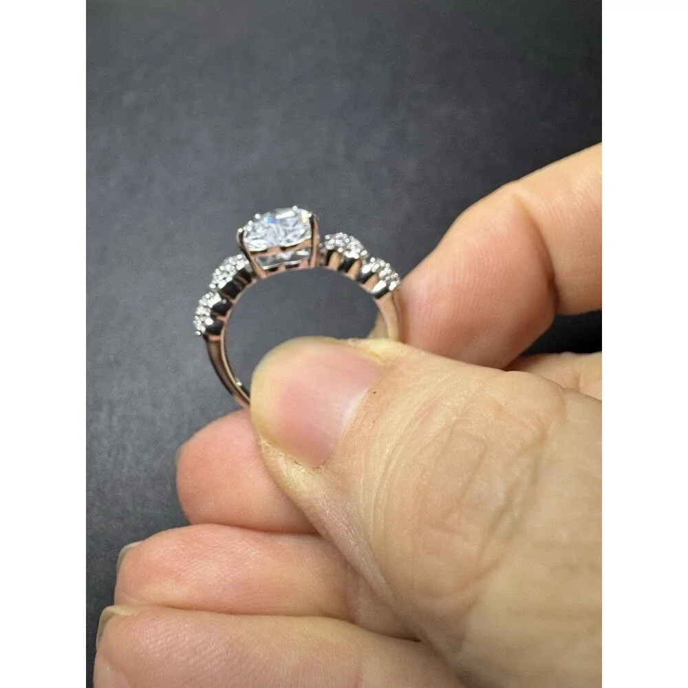 Diamonique X Jennifer Miller Sterling Silver Heart Pave Ring 9